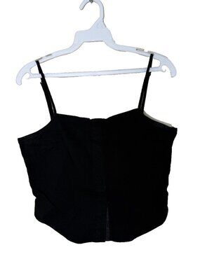 Vintage 90s Express Corset Hook Latch Top Shirt Black Grunge Baby